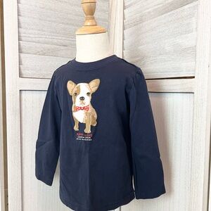 Janie and Jack Puppy Love Shirt | Size 3T | Navy Blue | 100% Cotton |